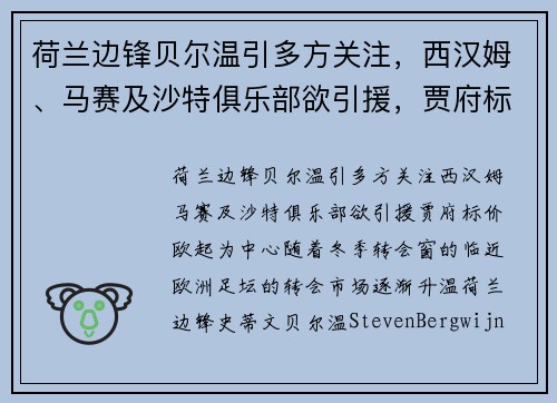 荷兰边锋贝尔温引多方关注，西汉姆、马赛及沙特俱乐部欲引援，贾府标价欧起